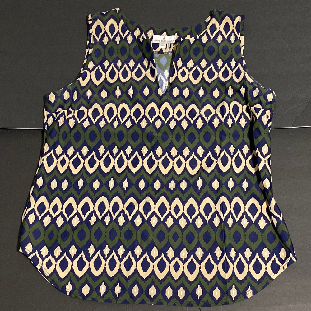 Jude Connally Ali Sleeveless Top Green, Tan & Blue Size L